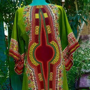 Vintage JAX Boho hippie 70s Dress Caftan graphic Geometric Print Kaftan india